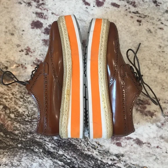 PRADA | Platform Jute Espadrilles Brogues Size 38 - Picture 7 of 16